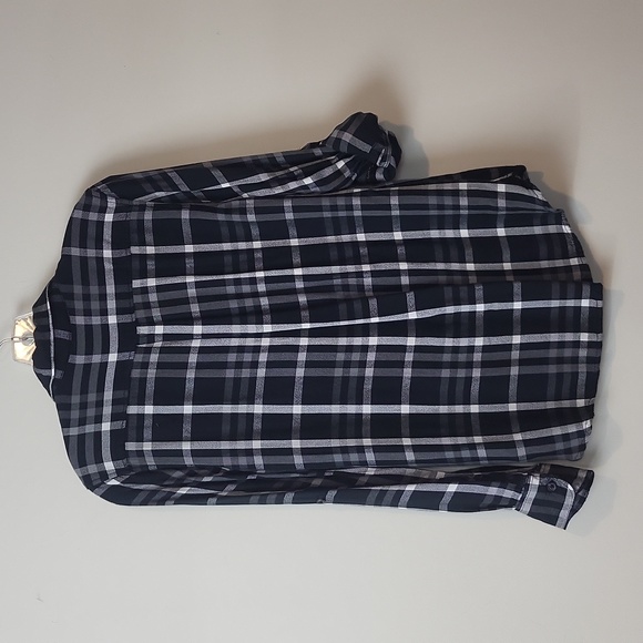WOOLRICH Black White Plaid Roll Tab Soft Rayon Flannel Button Down Shirt - Picture 5 of 10